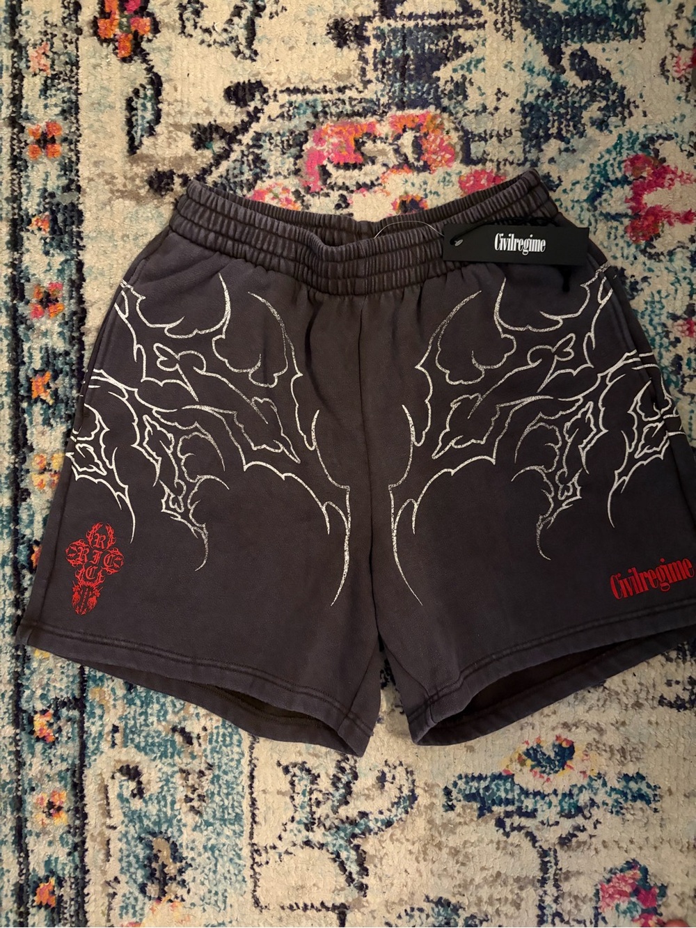 Civil Regime Men's Black Graphic Athletic Sweatshorts